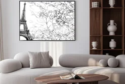 Plakat: Ulica w paryżu. wieża eiffla szkic ilustracji