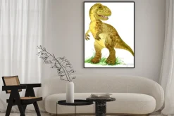 Plakat: Uśmiechnięty t rex akwarela