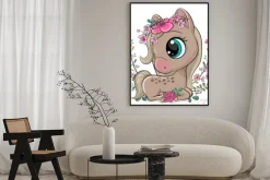 Plakat: Uroczy konik wśród kwiatów