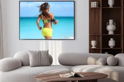 Plakat: Uruchamianie motywację - szkolenia biegacz z muzyką widziany