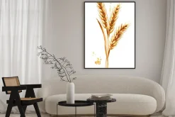 Plakat: Uszy pszenicy. akwarela ręka rysująca pionowo ilustracja, odizolowywająca