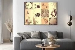 Plakat: Vector kawy backgroundwith butterfly