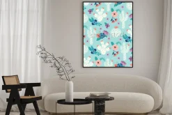 Plakat: Vector seamless pattern with hand drawn cactus and floral bouquets