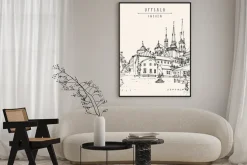Plakat: Vector uppsala, sweden, europe postcard. old town travel sketch.