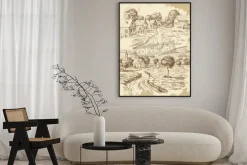 Plakat: Village houses sketch with food