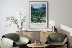 Plakat: Vincent van gogh drzewa oliwne z alpami w tle