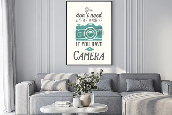 Plakat: Vintage camera wektorowe cytat, etykiety, karty lub szablonu