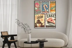 Plakat: Vintage candy shop zbiór znaków cyny
