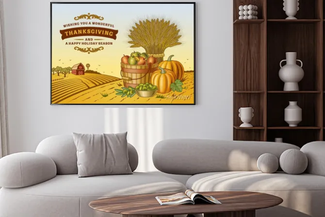 Plakat: Vintage dziękczynienia krajobraz