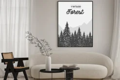 Plakat: Vintage etykiety tekstowe lasów na zimowy krajobraz drzewa