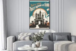 Plakat: Vintage fairy tales vector poster design retro castle illustration
