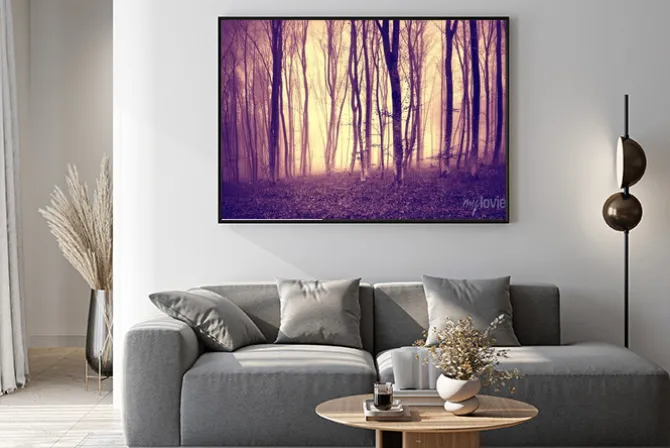 Plakat: Vintage fioletowy żółty kolorze mystic światło w przerażającym