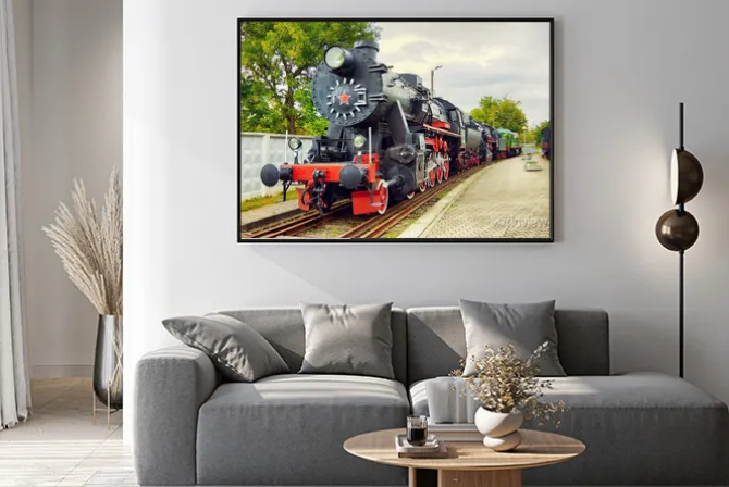 Plakat: Vintage lokomotywa parowa