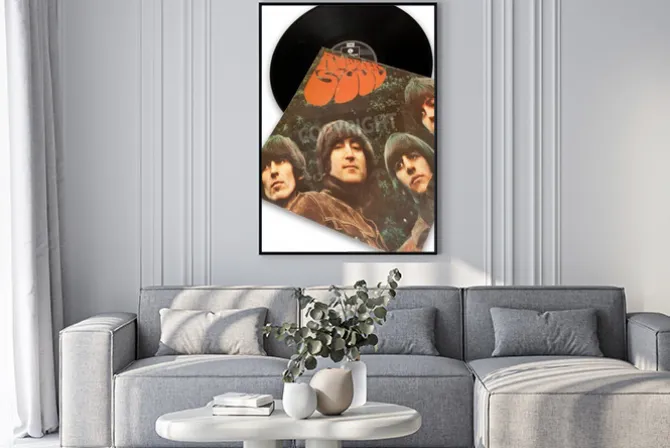 Plakat: Vintage original vinyl record of rockstar beatles rubber soul