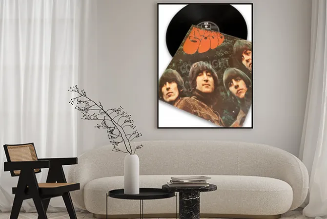 Plakat: Vintage original vinyl record of rockstar beatles rubber soul