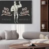 Plakat: Vintage plakat z cyrkowym mężczyzną i hasłem: „no pain no gain”
