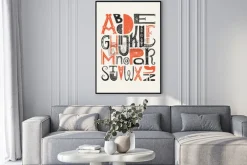 Plakat: Vintage plakat z unikatowymi listami alfabetu łacińskiego. wektor