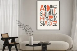 Plakat: Vintage plakat z unikatowymi listami alfabetu łacińskiego. wektor