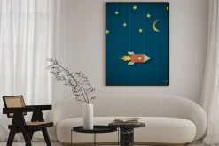 Plakat: Vintage rakiet w kosmosie