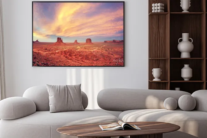 Plakat: Vintage stonowanych monument valley po zachodzie słońca, usa