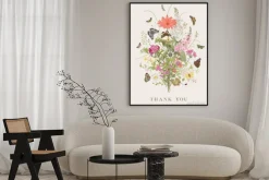 Plakat: Vintage vector card with victorian bouquet and butterflies. garden