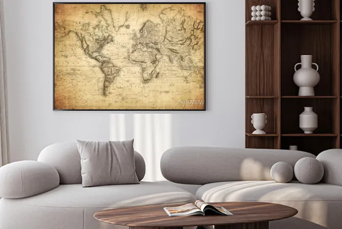 Plakat: Vintage zabytkowa mapa świata