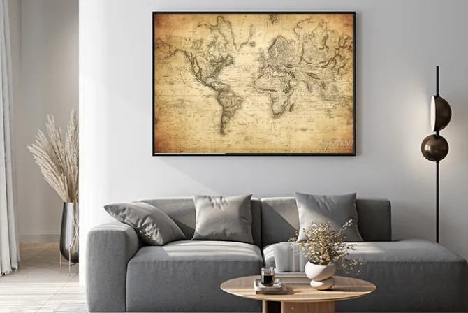 Plakat: Vintage zabytkowa mapa świata