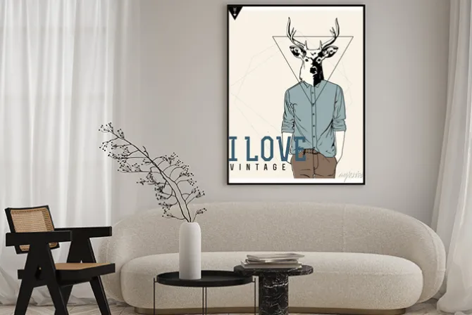 Plakat: Vintage-hipster fashion illustration deer