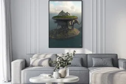 Plakat: Żółw i słonie podtrzymujące wyspę