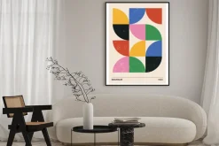 Plakat: W stylu bauhaus kolorowe półkola modernistyczna abstrakcja