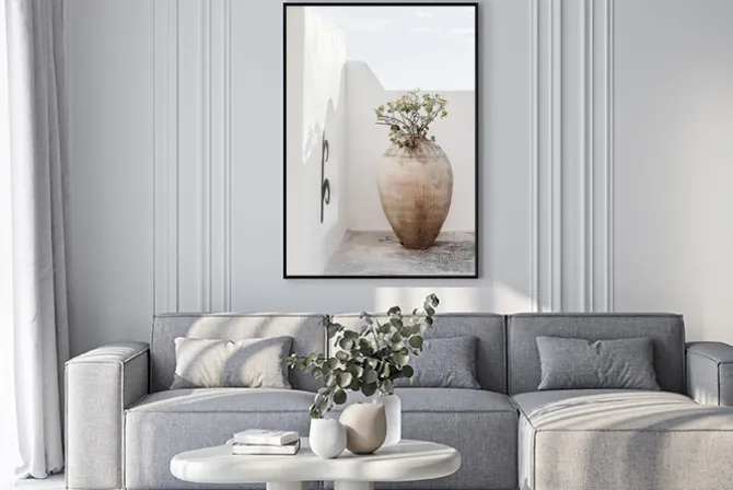 Plakat: W stylu boho donica z kwiatami