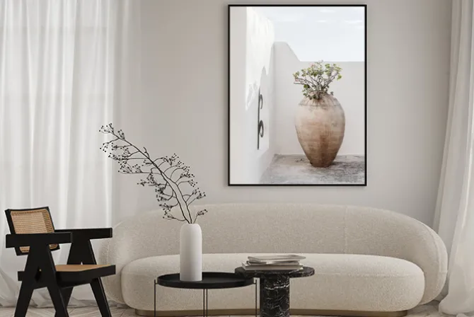 Plakat: W stylu boho donica z kwiatami