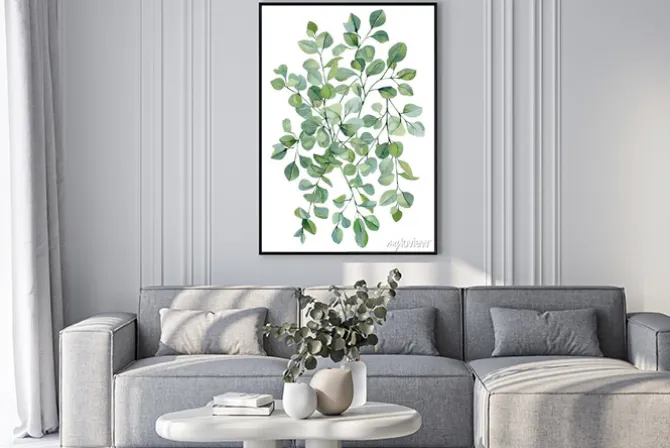 Plakat: Watercolor banner background with hand painted silver dollar