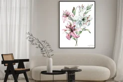 Plakat: Watercolor flowers lilies. floral bouquet, clip art. arrangement