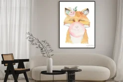Plakat: Watercolor forest cartoon isolated cute baby fox, animal with