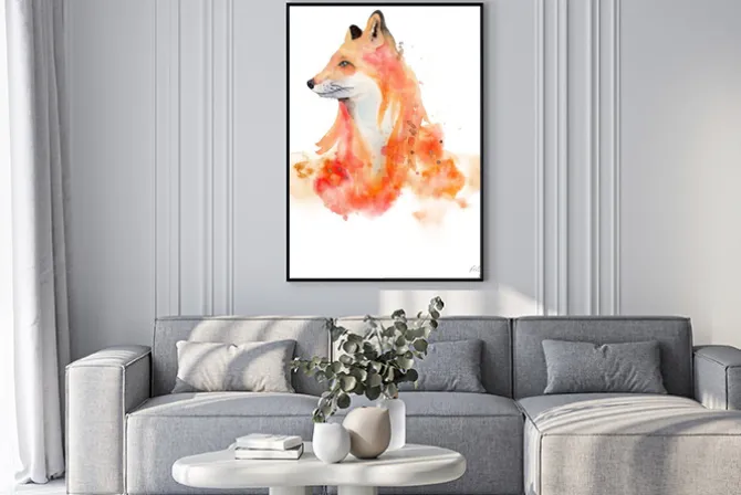 Plakat: Watercolor fox animal illustration isolated on white background.