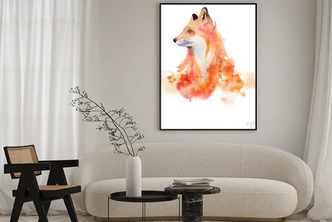 Plakat: Watercolor fox animal illustration isolated on white background.