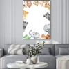Plakat: Watercolor frame with cute cartoon animals of africa. template