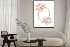 Plakat: Watercolor illustration. gold polygonal frame in boho style