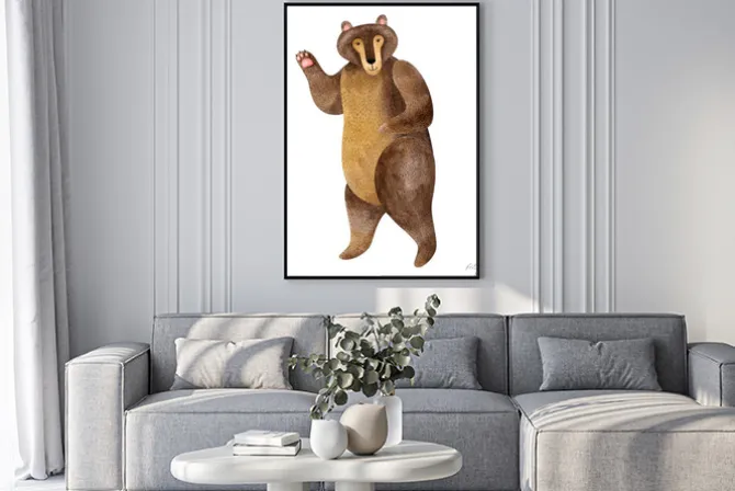 Plakat: Watercolor illustration with cute forest bear isolated on white