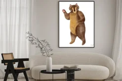 Plakat: Watercolor illustration with cute forest bear isolated on white