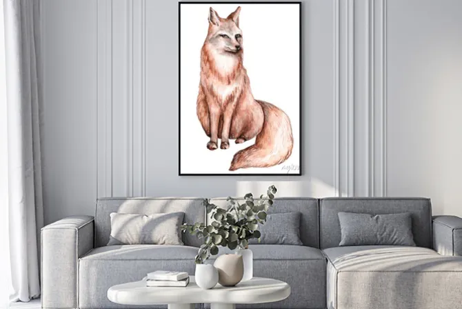 Plakat: Watercolor illustration of cute animals. forest wild animals