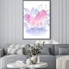 Plakat: Watercolor pink, lilac unicorn composition with flowers