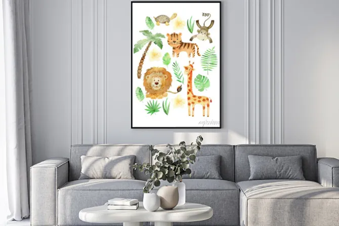 Plakat: Watercolor safari arrangements.