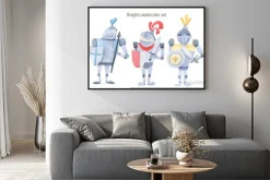 Plakat: Watercolor set of knights swords, shields, armor