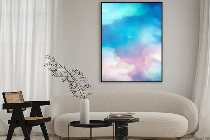 Plakat: Watercolor sky painting vector background