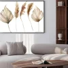 Plakat: Watercolor tropical set with dry palm leaves and pampas grass.