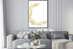 Plakat: Watercolor wild floral wreath. pampas graas for design boho and