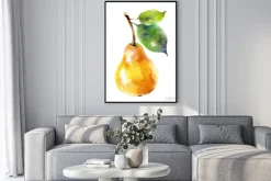 Plakat: Watercolor yellow pear isolated on white background