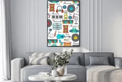 Plakat: Wektor bez szwu z ręcznie rysowane symbole muzyki